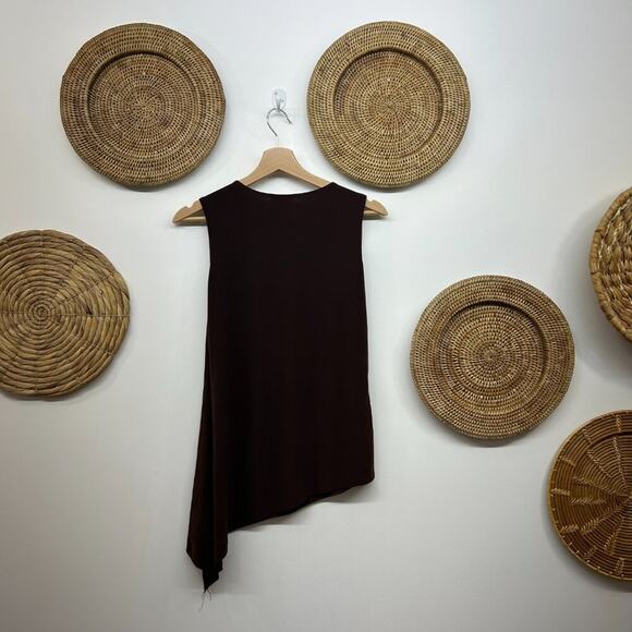 Vintage Y2K 2000s Fashion Bug Brown Cinched Asymmetrical Hem Tank Top Medium - Picture 3 of 11